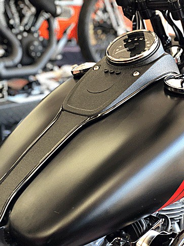 Matte black custom tank with dash console